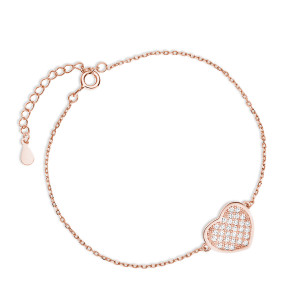 Bratara argint placata cu aur roz inima si pietre DiAmanti Z1768BRG_W-DIA (Argint 925‰ 1,5 g.)